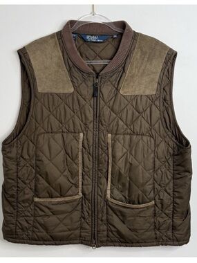 Vtg Polo Ralph Lauren Brown Quilted Suede Riding Hunting Shooting Style Vest XXL